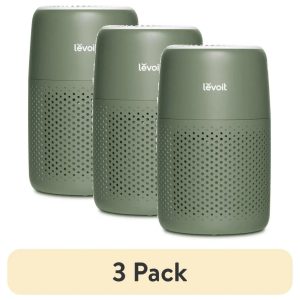 (3 pack) Levoit Core Mini-P 255 Sq Ft 3-Stage Filtration Desktop Air Purifier with Aromatherapy for Small Bedrooms and Nurseries,Green
