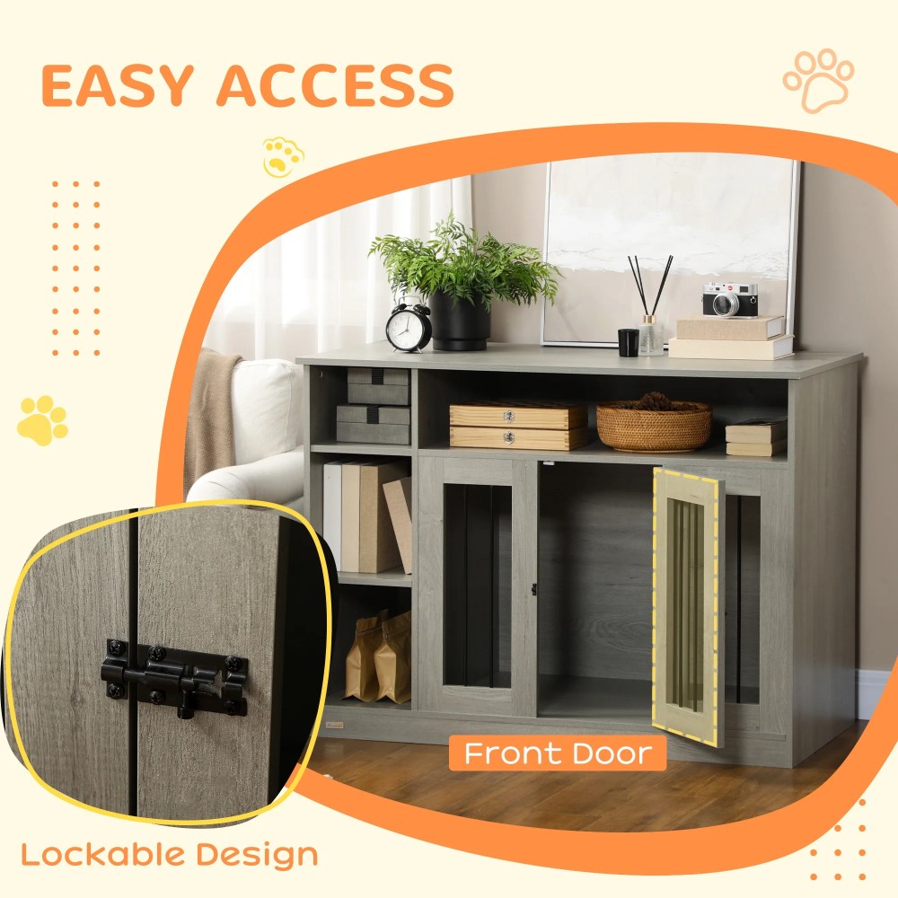 PawHut Furniture Style Dog Crate End Table W/ Adjustable Shelf Storage Space - Image 6