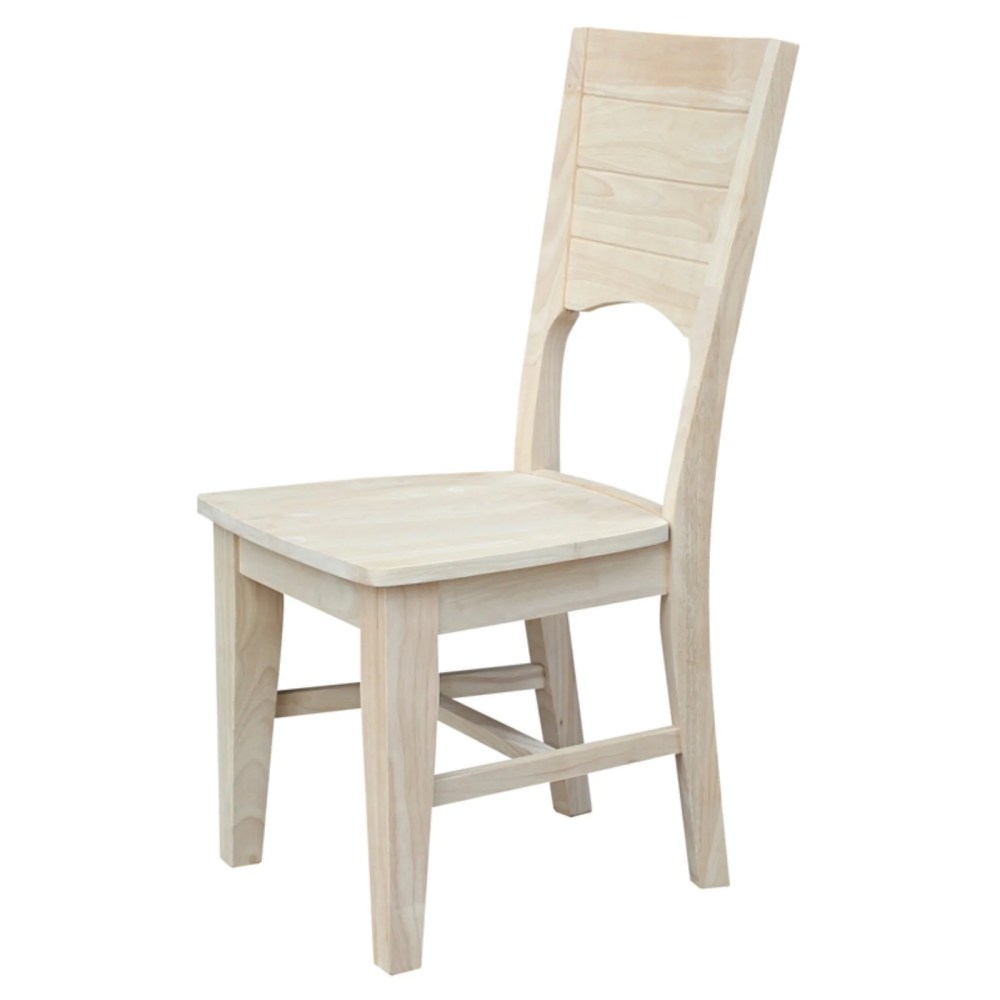 Canyon Collection Set of Two Wood Solid Back Chairs in Unfinished - Image 2