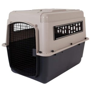 Petmate Ultra Vari Plastic Travel Dog Kennel 36" for Medium to Large Pets 50-70 lbs,  Taupe/Black