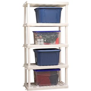 Oskar Plastic Shelving Unit Storage Shelf 5-Tier 74"H x 36"W x 18"D White 750lb Capacity