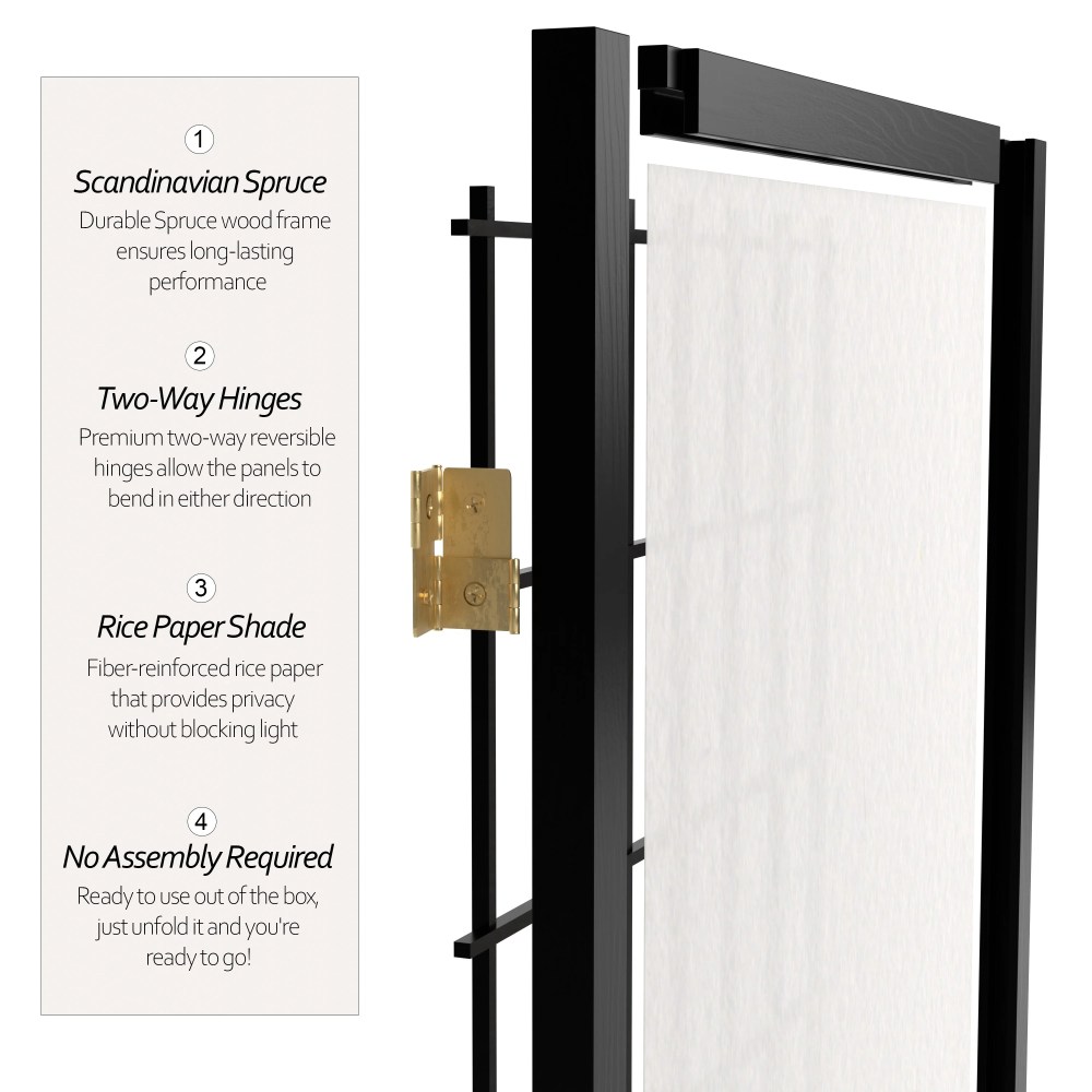 Red Lantern 3 ft. Short Window Pane Shoji Screen - Black - 8 Panels - Image 7
