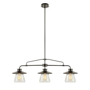 Globe Electric Oil Rubbed Bronze Vintage Pendant, 3-Lights, with Clear Glass Shades, 64845