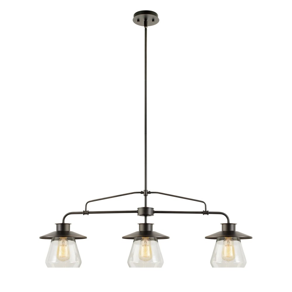 Globe Electric Oil Rubbed Bronze Vintage Pendant, 3-Lights, with Clear Glass Shades, 64845