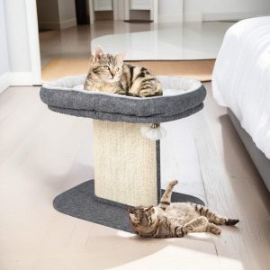 Pefilos 23" Cat Tree Tower with Cat Scratching Post,  Large Plush Perch,  Cat Shelter Scratcher Apartment for Kittens,  Gray