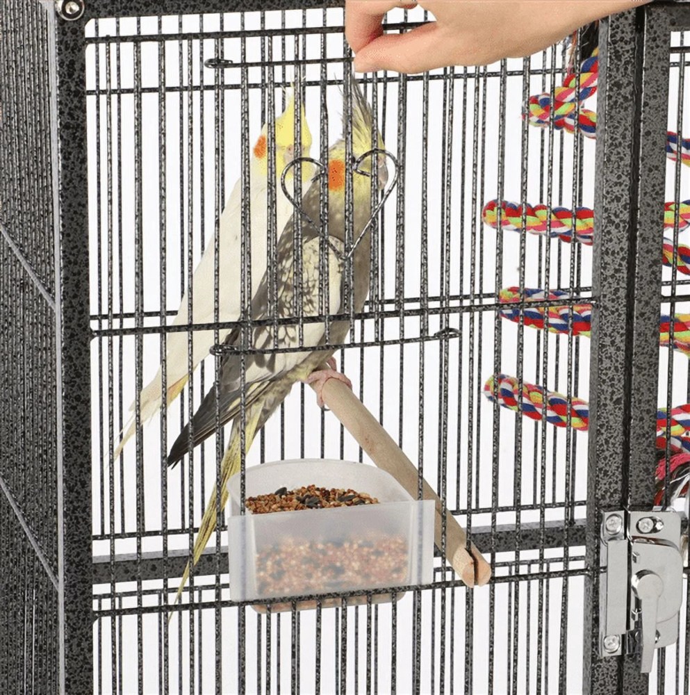 Alden Design 69" H Rolling Extra Large Metal Bird Cage with Detachable Stand for Parrots, Black - Image 11