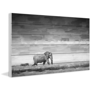 Parvez Taj - Elephant Painting Print on White Wood 36 x 24