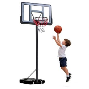4.9-10FT Height Adjustable Basketball Hoop Outdoor/Indoor,  SHINPT Portable Basketball Hoop with Wheels for Kids and Adults,  Basketball Hoop with 44 inch Backboard for Backyard,  Black Play Equipment