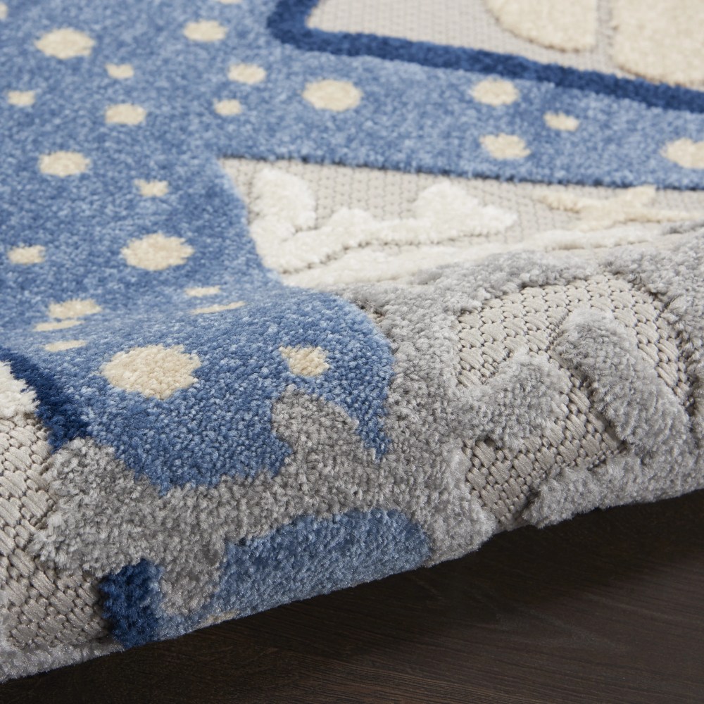 Nourison Aloha Indoor/Outdoor Coastal Tropical Blue/Grey 5'3" x 7'5" Area Rug, (5" x 7") - Image 6