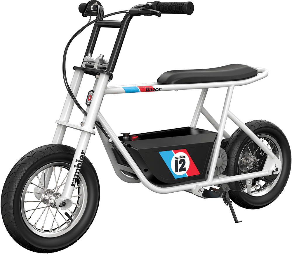 Razor Rambler 12 Seated Electric Scooter- White, up to 14 mph, 12" Air-Filled Tires, for Teen 13