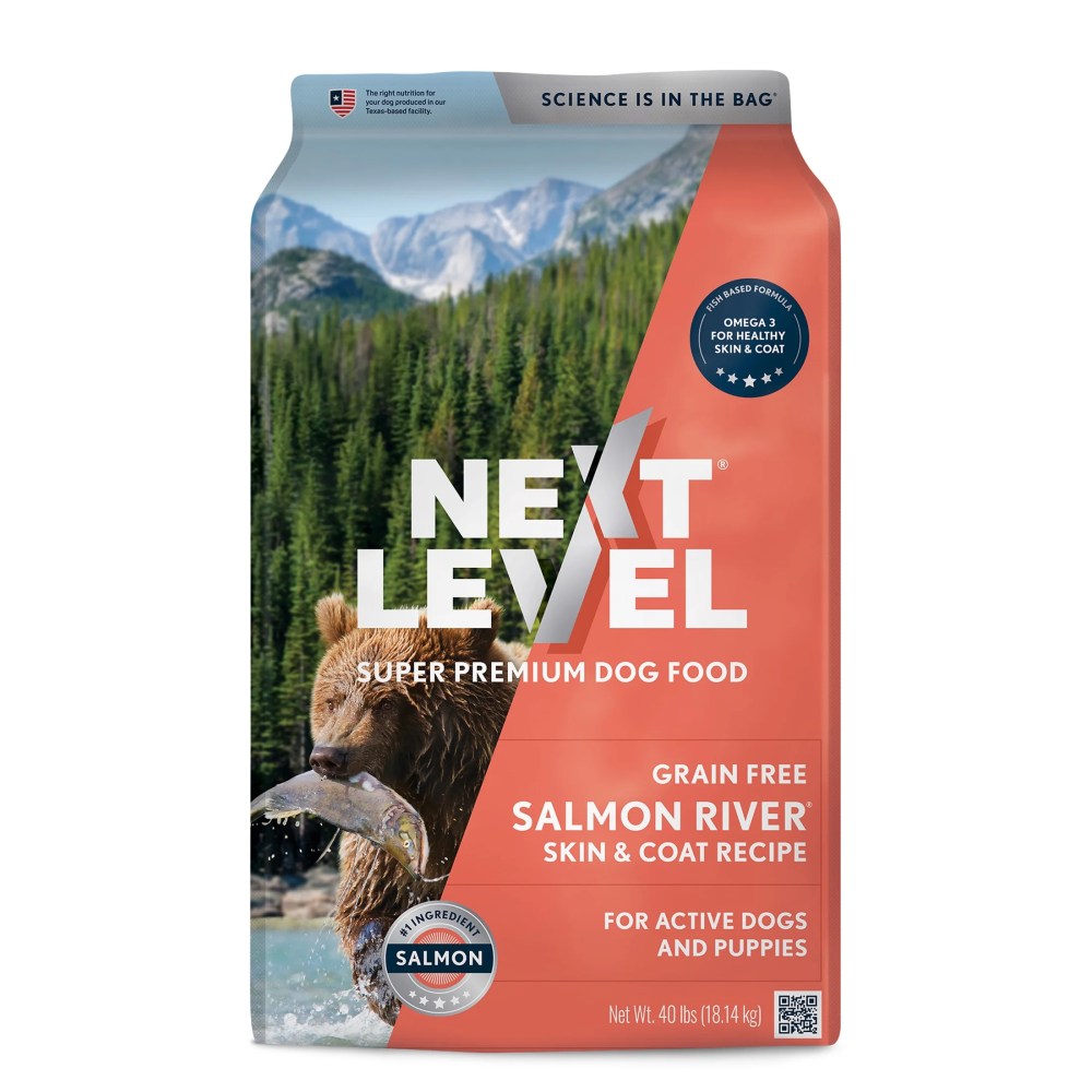 Next Level, Grain Free Salmon River Skin & Coat Recipe, Dry Dog Food, 40 lbs