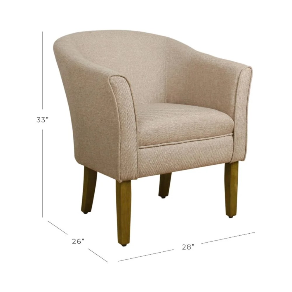 HomePop Modern Barrel Accent Chair, Light Brown Fabric - Image 5
