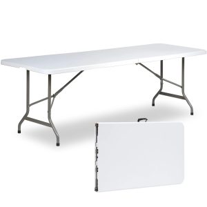 SUGIFT 8 ft Folding Table Rectangular White Folding Plastic Table