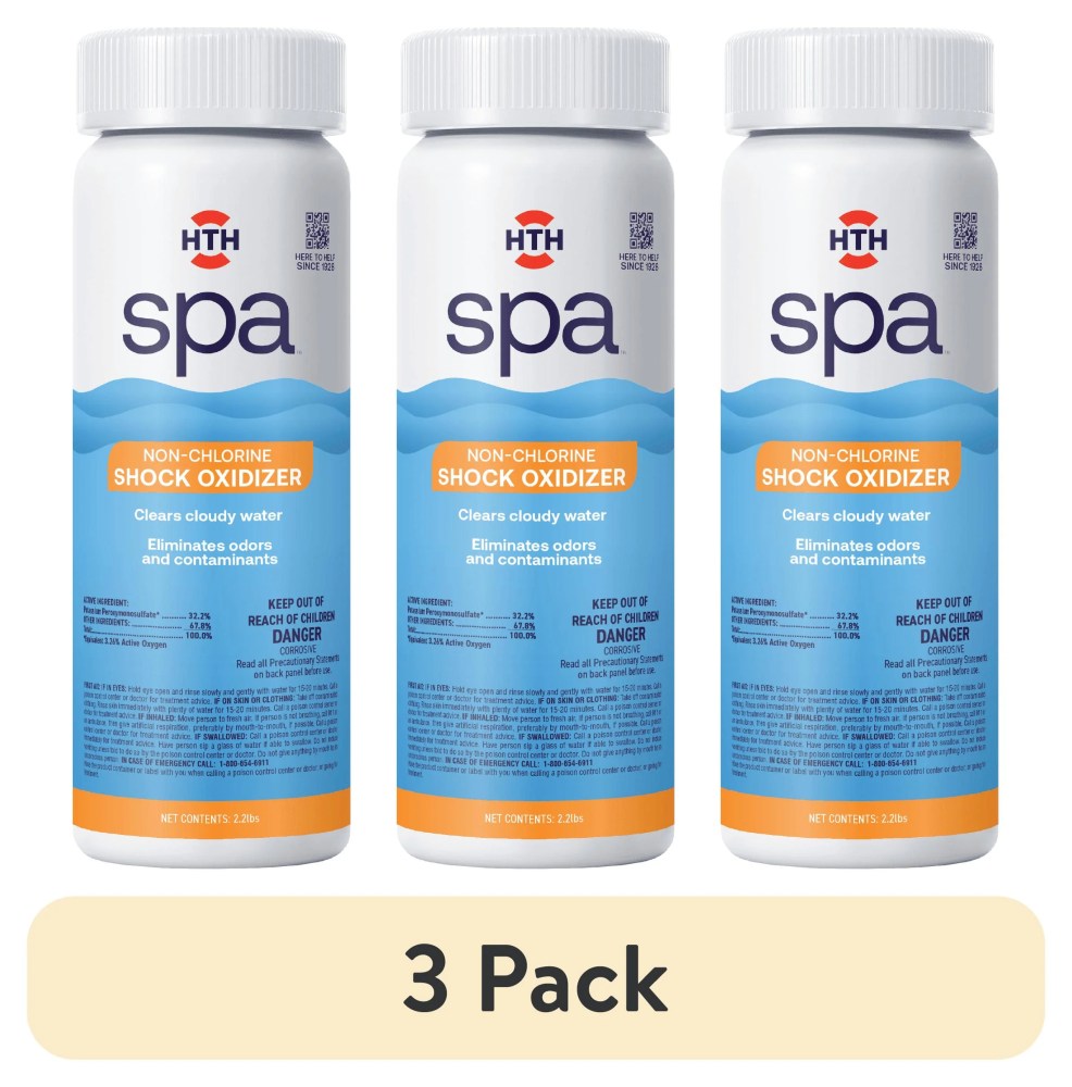 (3 pack) HTH Spa Care Non-Chlorine Shock Oxidizer - Granules, 2.2 lb - Pool and Spa Shock Treatment for Water Clarification