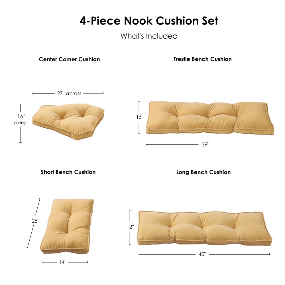 Hyatt 4-Piece Solid Buttercream Microfiber Kitchen Nook Cushion Set by Greendale Home Fashions - Image 2