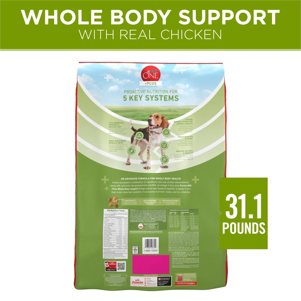 Purina ONE Plus Whole BodySupport Chicken Flavor Dry Dog Food, 31.1 lb Bag - Image 9