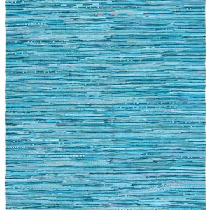 SAFAVIEH Rag Skylar Striped Cotton Area Rug, Turquoise/Multi, 8" x 10"