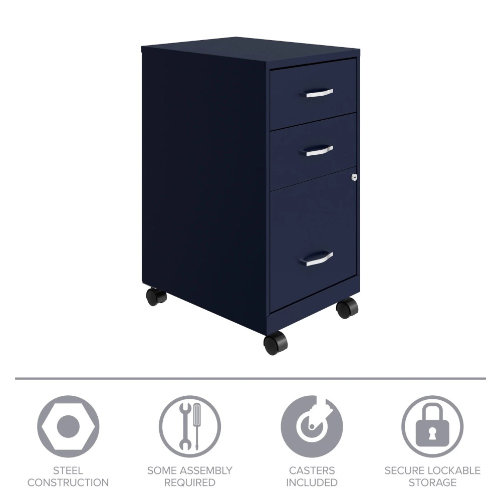 Space Solutions 18" Deep 3 Drawer Mobile Letter Width Vertical File Cabinet, Navy - Image 12