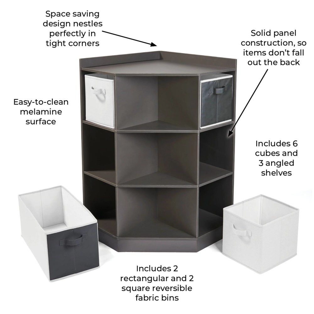 Badger Basket Corner Cubby Storage Unit with Four Reversible Baskets 9.8 Cu ft. - Charcoal - Image 4