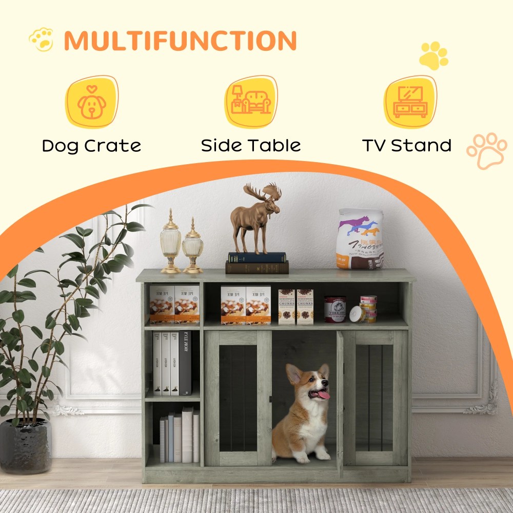 PawHut Furniture Style Dog Crate End Table W/ Adjustable Shelf Storage Space - Image 5
