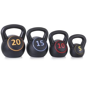 ZENY 4-Piece Kettlebell Exercise Fitness Weight Set with Storage Rack,  5lb,  10lb,  15lb,  20lb for Full Body Workout & Exercise Fitness