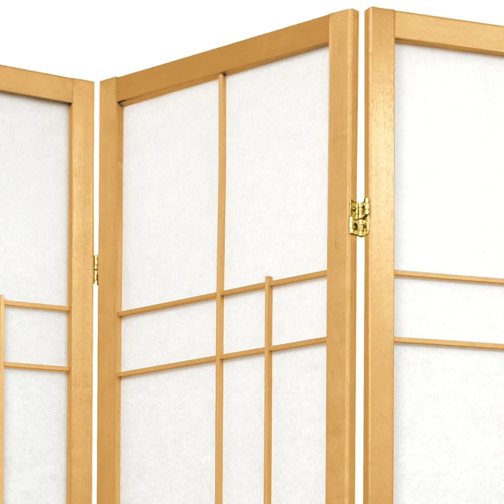 Red Lantern 4 ft. Short Eudes Shoji Screen - Natural - 4 Panels - Image 2