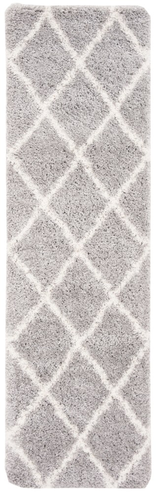 SAFAVIEH Fontana Catrina Geometric Plush Shag Runner Rug, Grey/Cream, 2'3" x 8" - Image 7