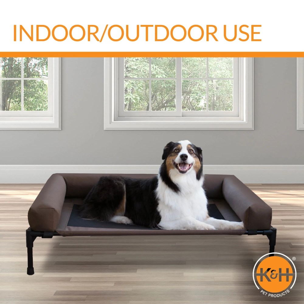 K&H Pet Products Original Bolster Pet Cot Elevated Dog Bed for Large Dogs Chocolate/Black Mesh Large 42 X 30 X 7 Inches - Image 7