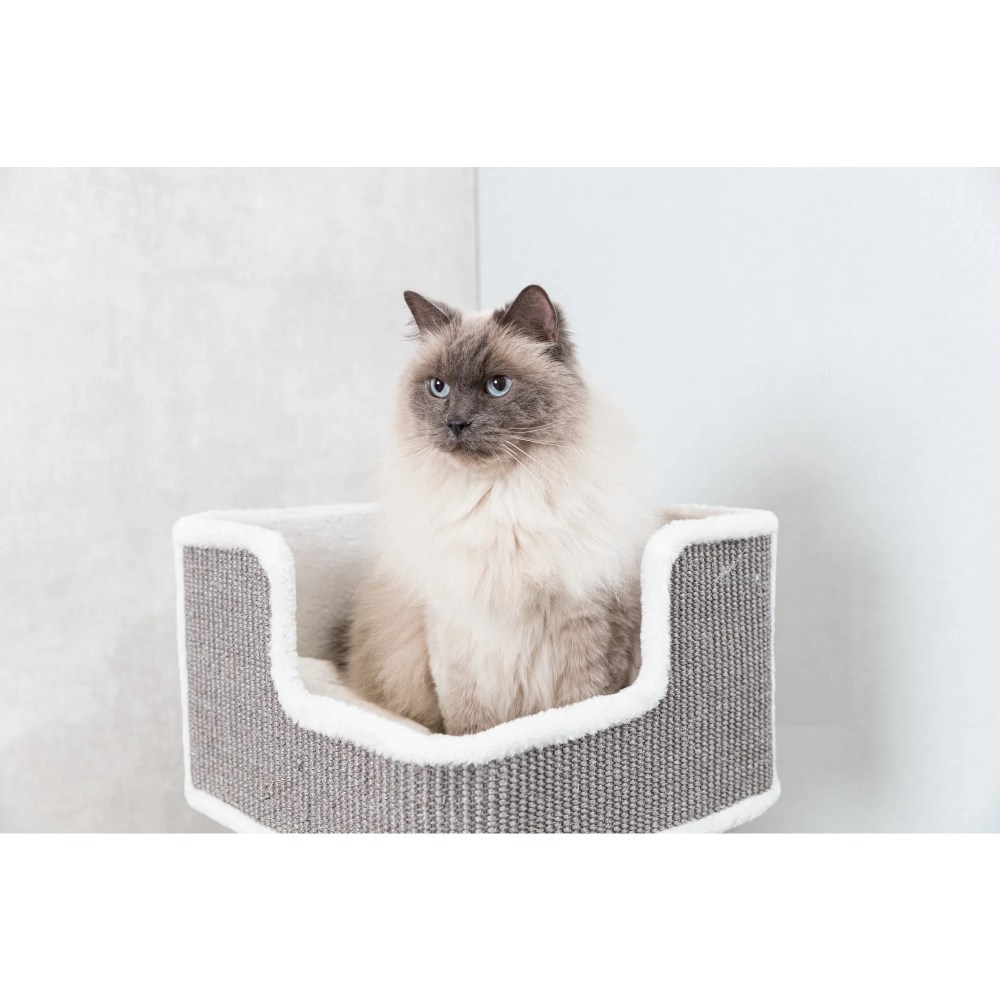 TRIXIE Ava XXL Jute & Plush 2-Level 34" Cat Tree with Scratching Post & Condo, Gray - Image 4