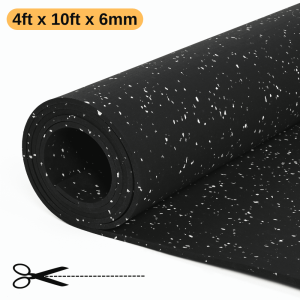 WANLISELL Rubber Gym Flooring Roll, 4" x 10" High Density Gym Floor Mats, Exercise Rubber Flooring for Home Gym Garage Basement