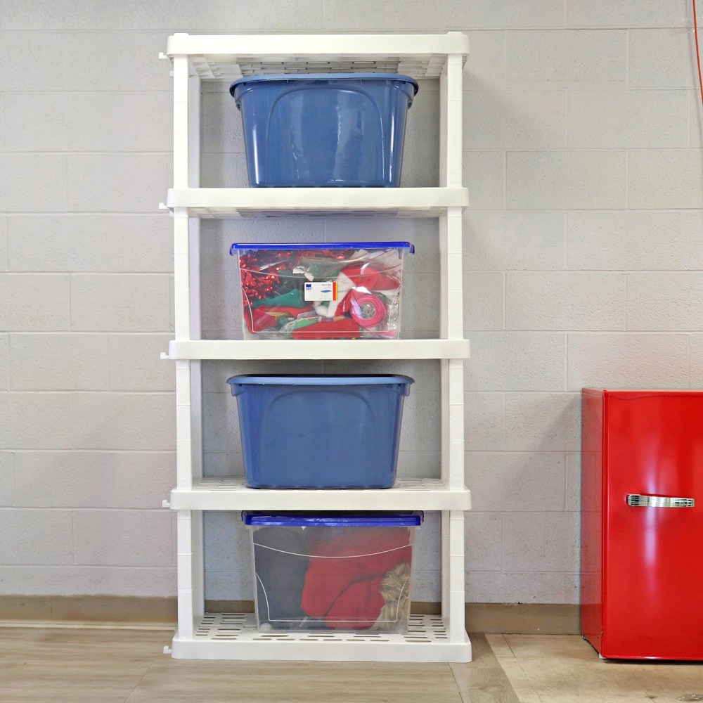 Oskar Plastic Shelving Unit Storage Shelf 5-Tier 74"H x 36"W x 18"D White 750lb Capacity - Image 15