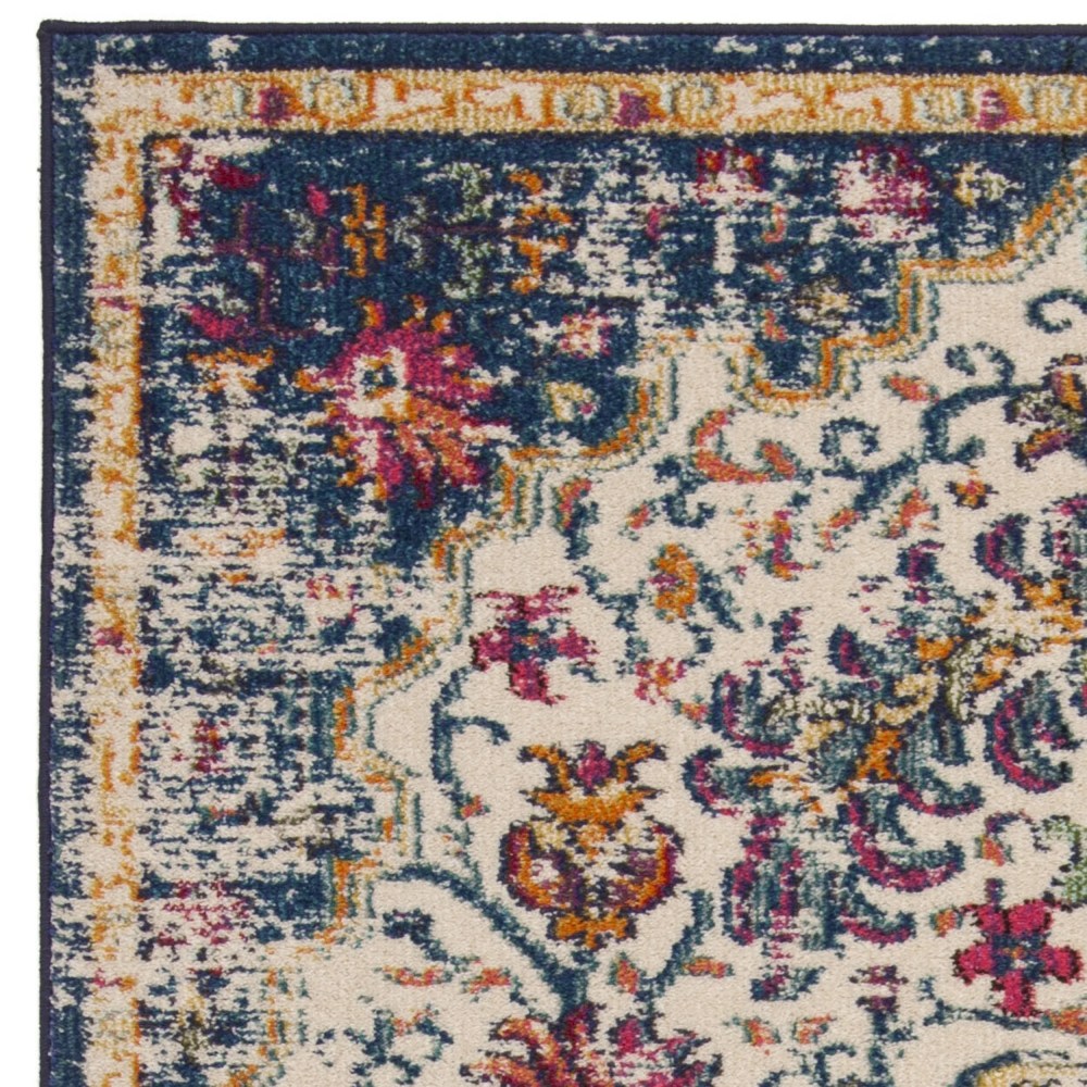 SAFAVIEH Madison Joandra Vintage Floral Area Rug, Ivory/Orange, 5'3" x 7'6" - Image 2