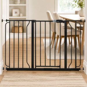 Regalo Easy Step Extra Wide 49-Inch Baby Safety Gate, Black-Adjustable Metal Gate for Babies 624 Months