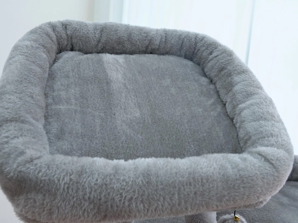 Vibrant Life Heavy Duty 8-Level 66" Cat Tree with Two Condos, Scratching Ramps, and Hammocks, Light Gray - Image 10