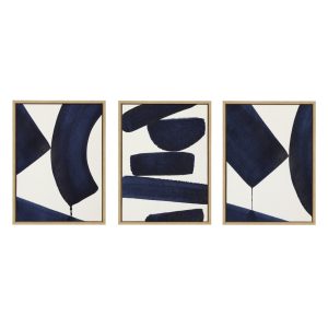 Sylvie Japandi Linen Textured 18 in x 24 in Framed Painting Canvas Art Prints, by Kate and Laurel Set of 3