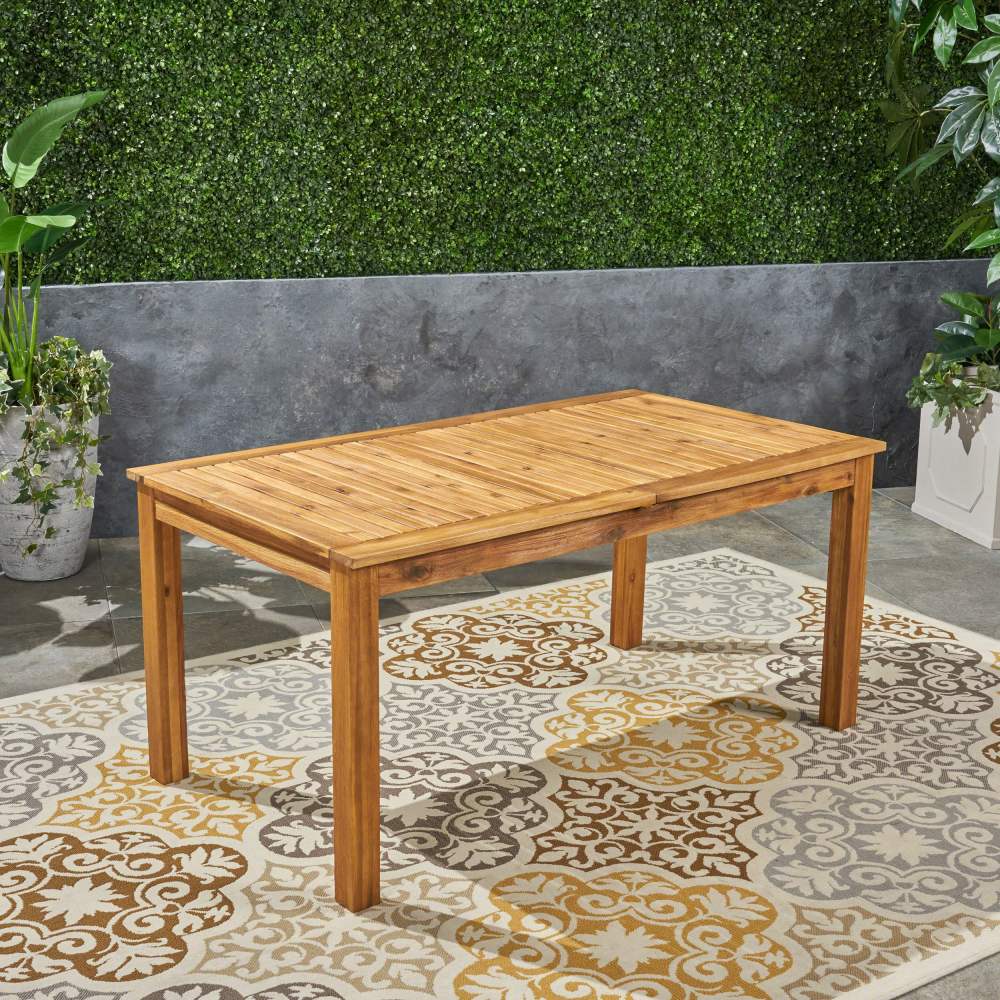 Noble House 63" Acacia Wood Expandable Design and Durable Outdoor Dining Table, Natural - Image 7