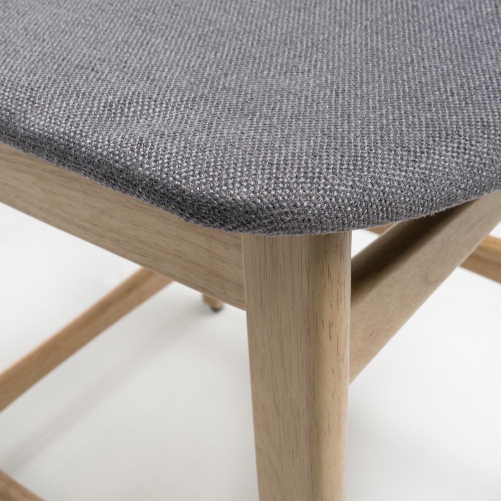 Noble House Gillian Fabric Counter Chair, Set of 2, Dark Grey, Natural Oak - Image 5