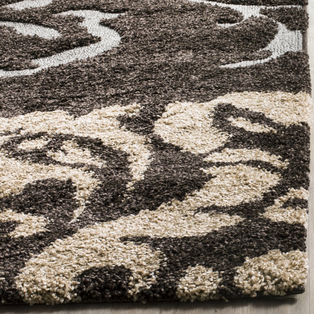 SAFAVIEH Florida Merrick Floral Shag Area Rug, Dark Brown/Smoke, 3'3" x 5'3" - Image 5