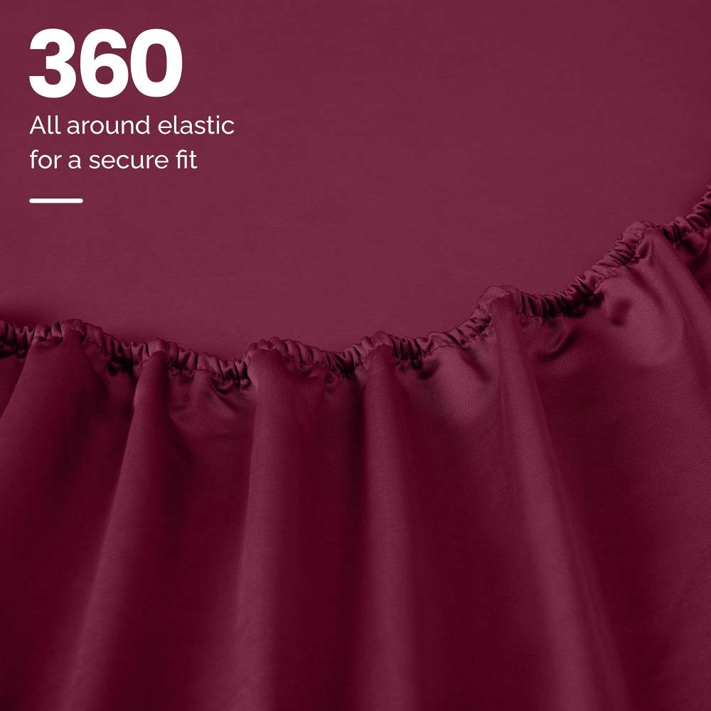 Superior Egyptian Cotton Eco-Friendly 1200 TC Sheet Set, Full, Burgundy - Image 9