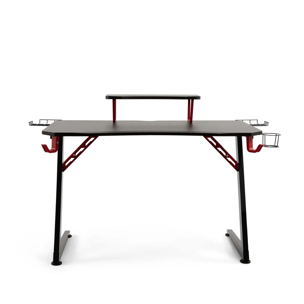Seville Classics airLIFT Computer Writing Study Desk, Black and Red, 47" Carbon Fiber Z Frame - Image 9