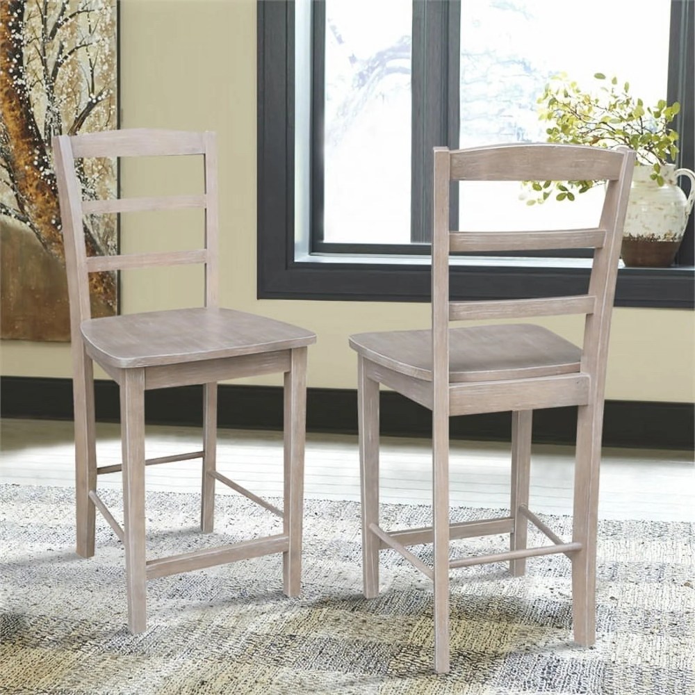 Madrid Counterheight Stool in Washed Gray Taupe- 24" Seat Height - Image 8