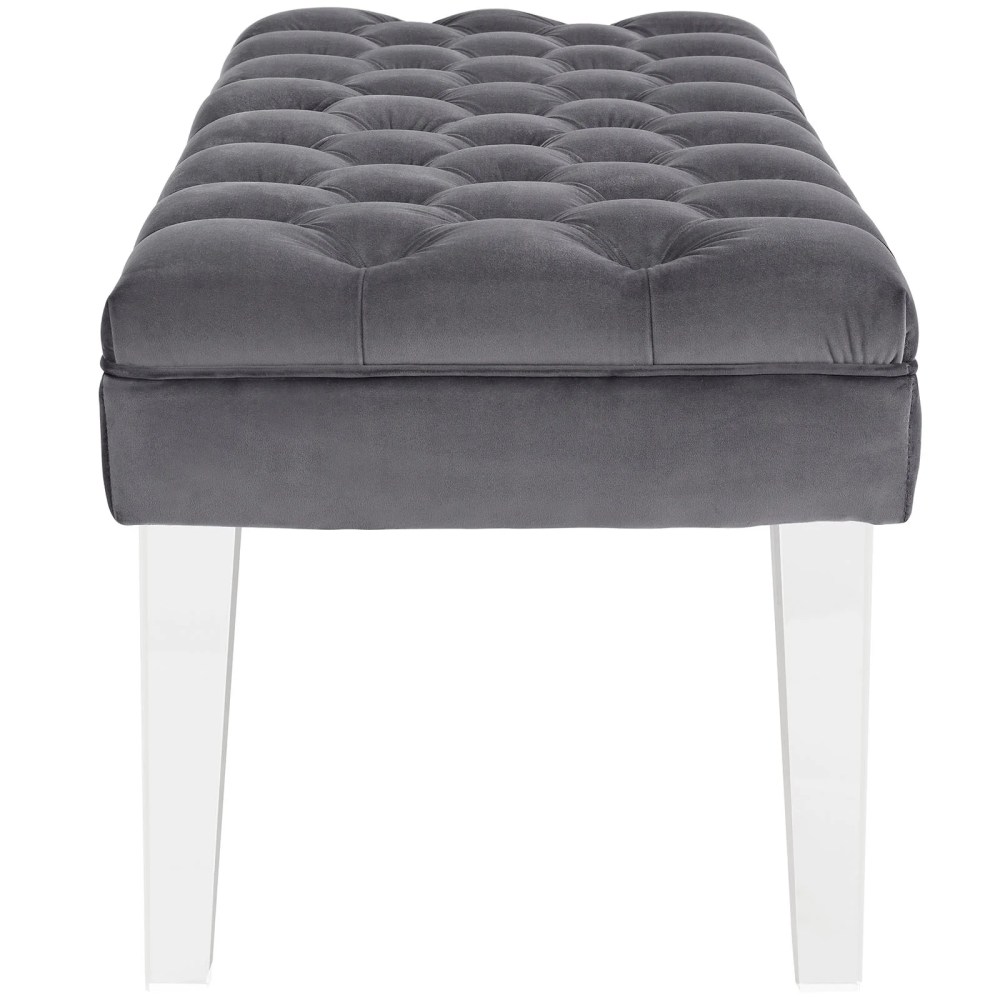 Modway Valet Performance Velvet Bench in Gray - Image 3