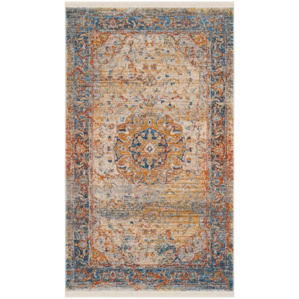 SAFAVIEH Vintage Persian Trina Traditional Polyester Area Rug, Blue/Multi, 6" x 9" - Image 4