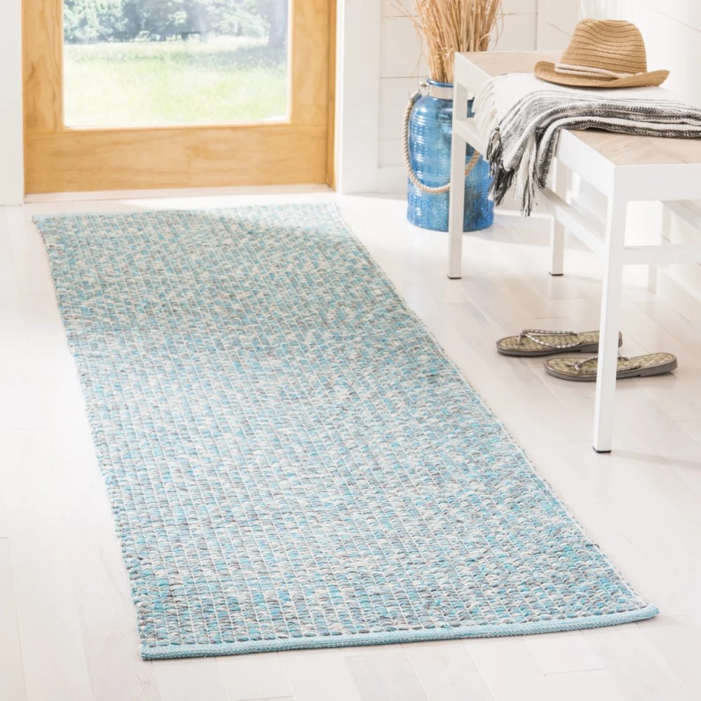 SAFAVIEH Montauk Zelma Braided Cotton Area Rug, Turquoise/Multi, 6" x 6" Square - Image 5