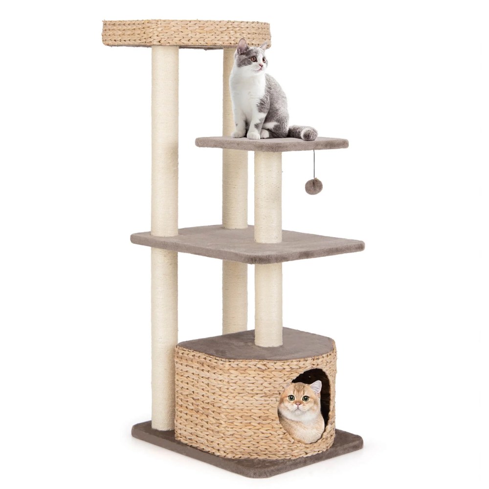 Infans 52" Cattail Cat Tower w/ Sisal Scratching Posts Perch Dangling Ball Cat Tree