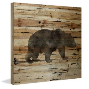 "Bear Birch Bark" Painting Print on Natural Pine Wood