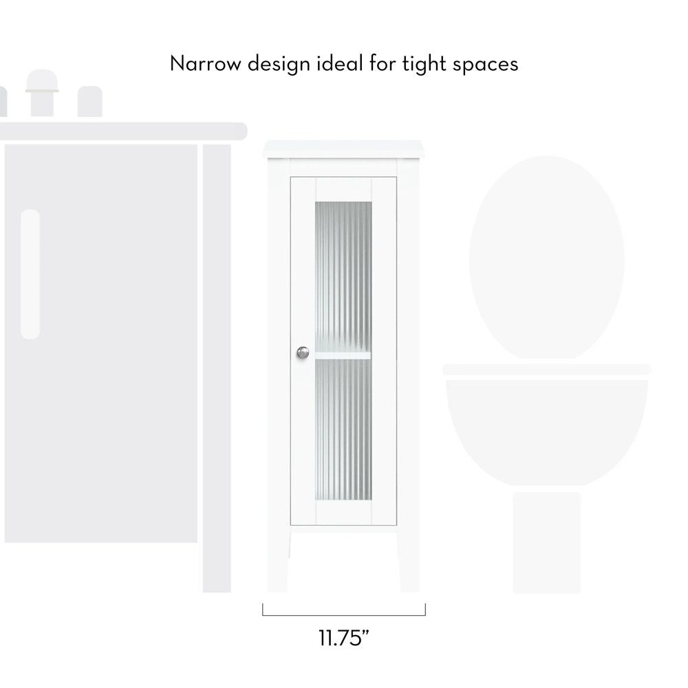 RiverRidge Prescott 1-Door Slim Bathroom Storage Cabinet and Organizer Shelf - White - Image 9