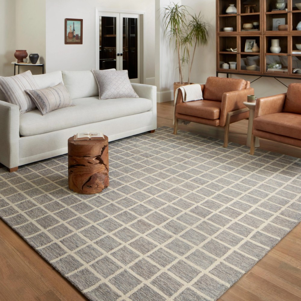 Chris Loves Julia x Loloi Polly Grid Slate/Ivory 3"-6" x 5"-6" Area Rug - Image 6