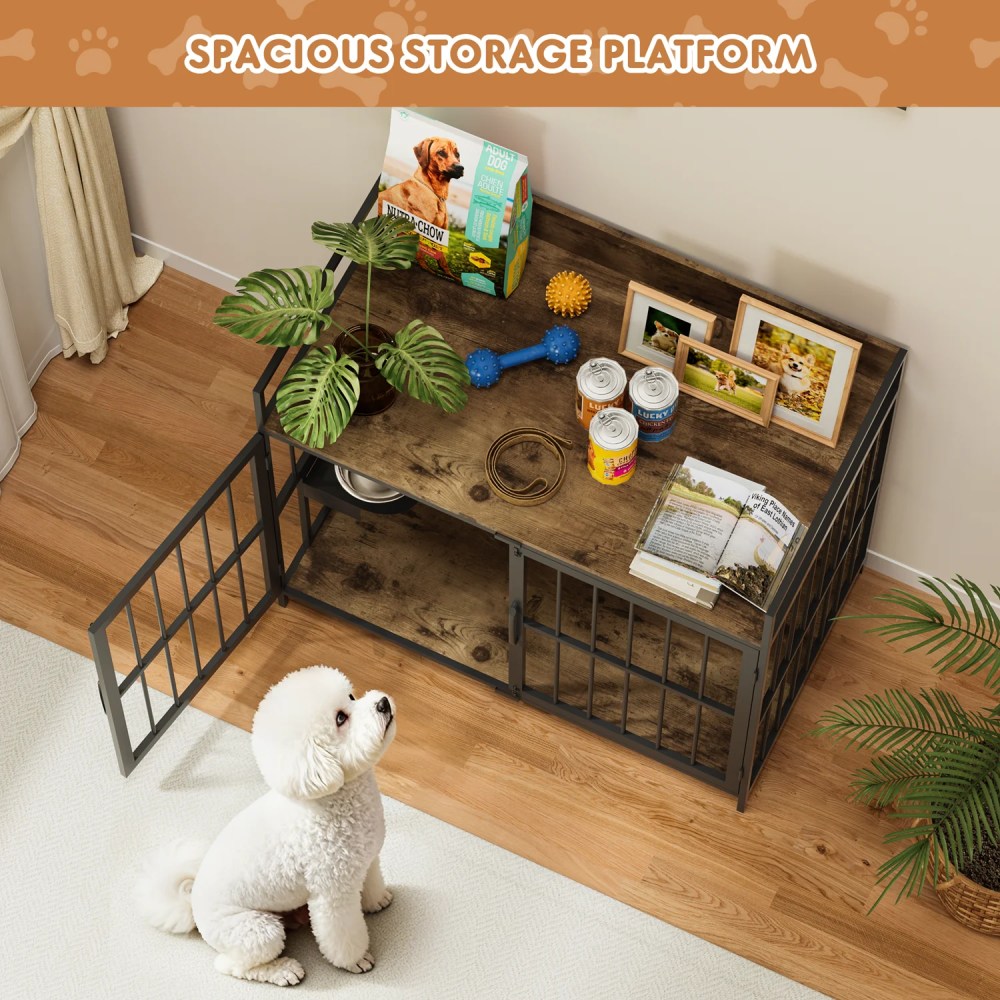 Homall Large Heavy Duty Dog Crate Furniture, 40.9" Metal 1-Door Furniture Style Crate for Dogs - Image 5