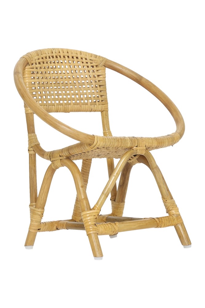 Wicker Village Small Natural Rattan Kids Chair for Bedroom and Playroom Durable Boho Style